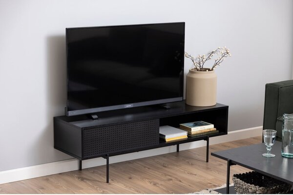 Čierny TV stolík v dekore jaseňa 140x45 cm Angus – Actona