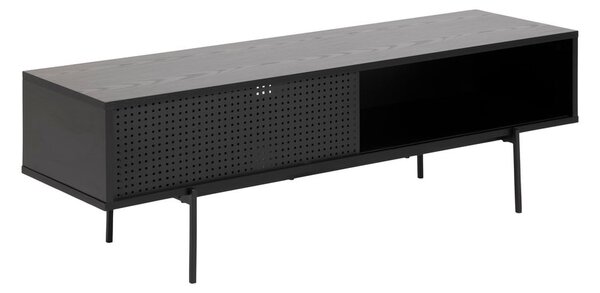 Čierny TV stolík v dekore jaseňa 140x45 cm Angus – Actona