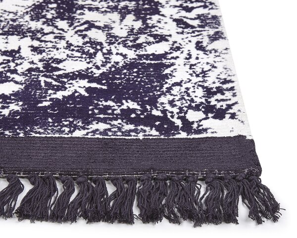 Koberec fialová a biela viskóza a bavlna 160 x 230 cm so vzorom a strapcami vintage dizajn