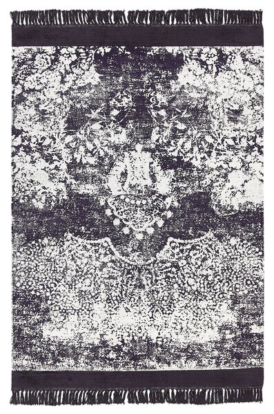 Koberec fialová a biela viskóza a bavlna 160 x 230 cm so vzorom a strapcami vintage dizajn