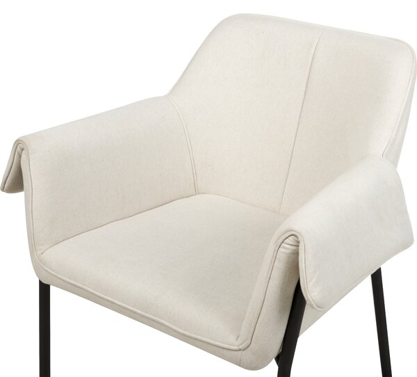Kreslo svetlobéžová polyesterové čalúnenie čierne nohy retro glamour moderná obývacia izba