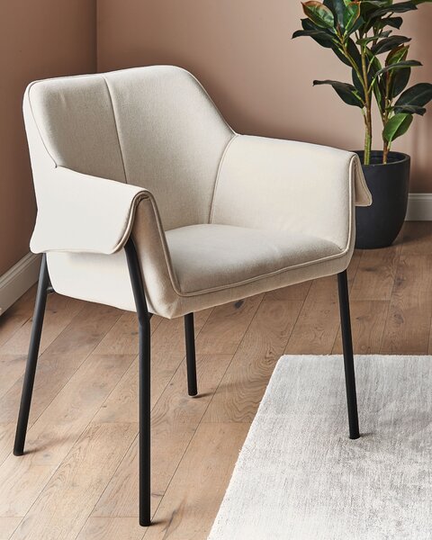 Kreslo svetlobéžová polyesterové čalúnenie čierne nohy retro glamour moderná obývacia izba