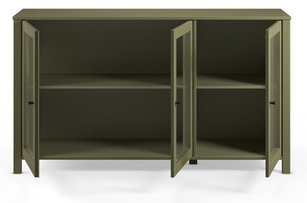Zelená vitrína z borovicového dreva 142x80x40 cm Alessandra – Marckeric