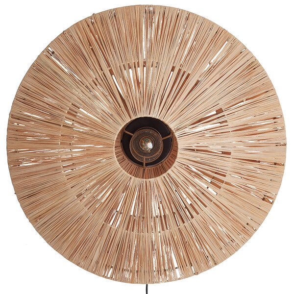 Nástenná lampa prírodná slamené okrúhle tienidlo boho svietidlo na stenu obývacia izba spálňa