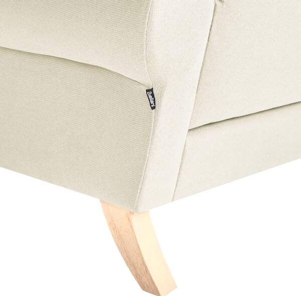Kreslo béžové polyester látkové čalúnenie drevené nohy retro minimalistický štýl obývacia izba
