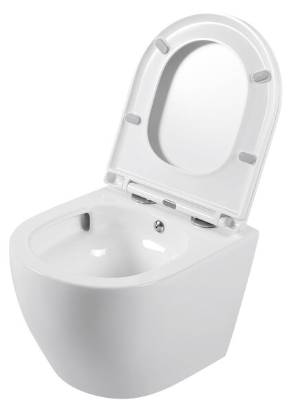 Erga Lily, závesná WC misa s funkciou bidetu + toaletné sedadlo, biela lesklá, ERG-V03-LILY-TO2-BID-WH