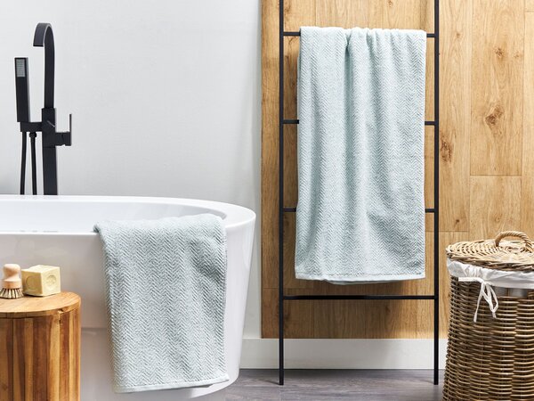 Sada 2 uterákov mätová froté bavlna 100 x 150 cm vzor chevron osuška klasický moderný štýl kúpeľňa