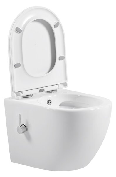 Erga Lily, závesná WC misa s funkciou bidetu + toaletné sedadlo, biela lesklá, ERG-V03-LILY-RIM-BID-WH