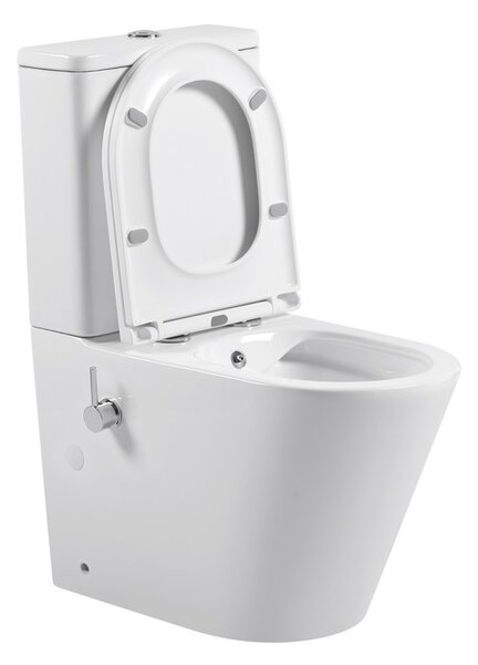 Erga Tina, WC kombi misa 620x365x820 mm, Rimless + funkcia bidetu + toaletné sedadlo, biela lesklá, ERG-V03-TINA-TO2-BID-WH