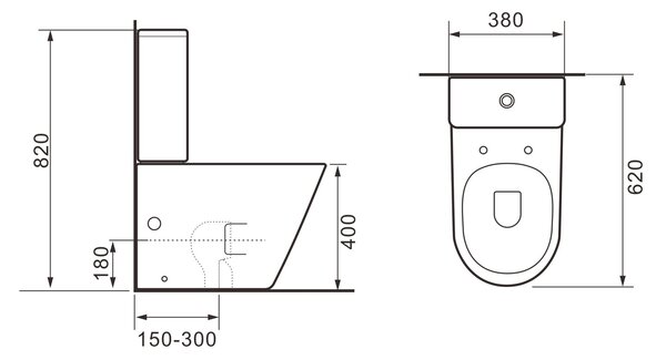 Erga Tina, WC kombi misa 620x365x820 mm, Tornado 2.0 + toaletné sedadlo, biela lesklá, ERG-V03-TINA-TO2-WH