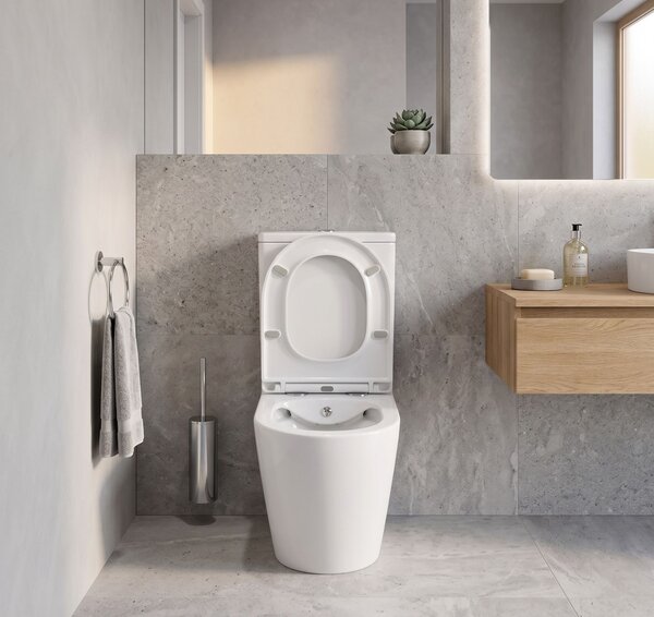 Erga Siena, WC kombi misa 620x380x820 mm, Rimless + funkcia bidetu + toaletné sedadlo, biela lesklá, ERG-V03-SIENA-RIM-BID-WH