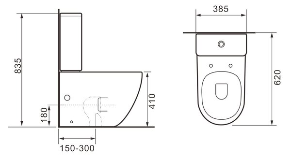 Erga Torre, WC kombi misa 620x385x835 mm, Tornado 2.0 + toaletné sedadlo, biela lesklá, ERG-V03-TORRE-TO2-WH