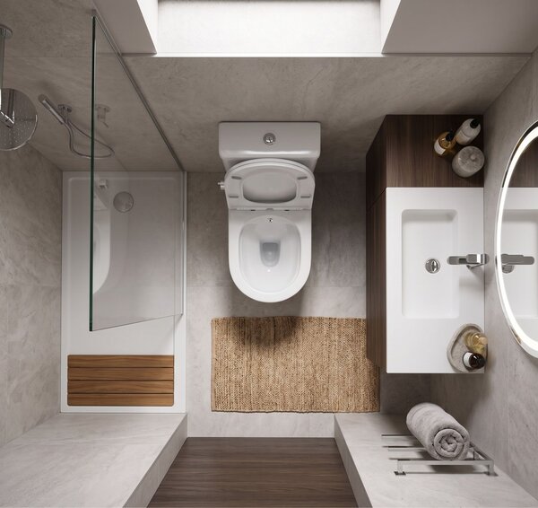 Erga Siena, WC kombi misa 620x380x820 mm, Rimless + funkcia bidetu + toaletné sedadlo, biela lesklá, ERG-V03-SIENA-RIM-BID-WH