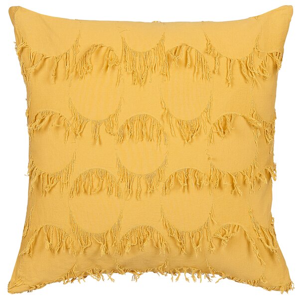 Súprava 2 dekoratívnych vankúšov žltá 45 x 45 cm so strapcami boho dizajn retro bytové doplnky