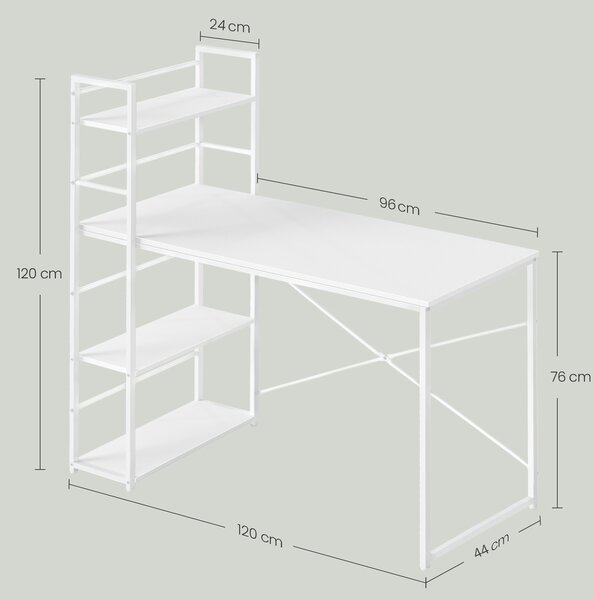 Dekorstudio Počítačový stôl MAX 4.0 s policami 120x76cm - biely
