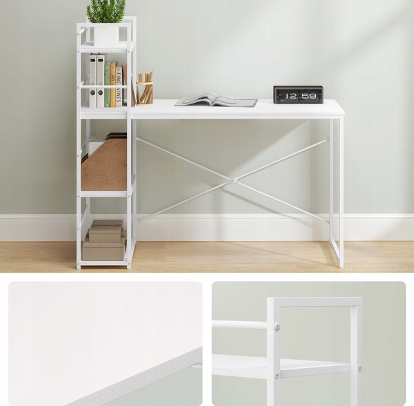 Dekorstudio Počítačový stôl MAX 4.0 s policami 120x76cm - biely