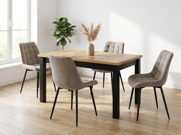 Dekorstudio Rozkladací jedálenský stôl CRESCO 160-200x90cm - dub zlatý craft s čiernymi nohami