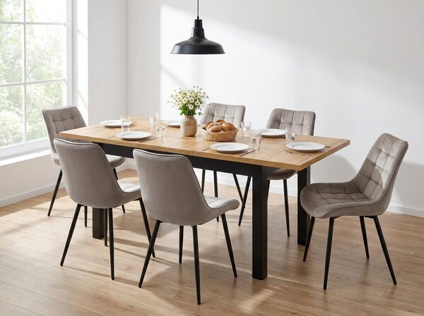Dekorstudio Rozkladací jedálenský stôl CRESCO 160-200x90cm - dub zlatý craft s čiernymi nohami