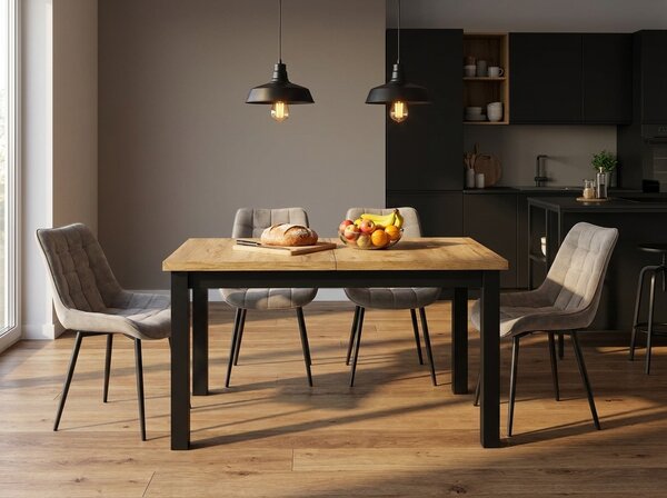 Dekorstudio Rozkladací jedálenský stôl CRESCO 160-200x90cm - dub zlatý craft s čiernymi nohami