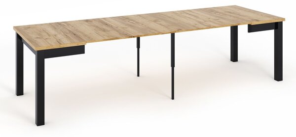 Dekorstudio Rozkladací jedálenský stôl CRESCO 90-290x90cm - dub zlatý craft s čiernymi nohami