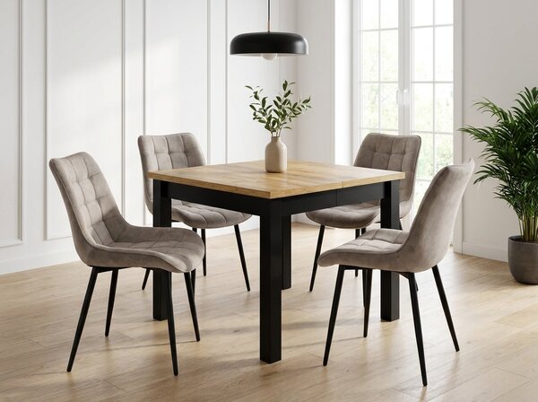 Dekorstudio Rozkladací jedálenský stôl CRESCO 90-290x90cm - dub zlatý craft s čiernymi nohami