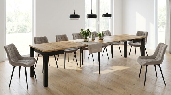 Dekorstudio Rozkladací jedálenský stôl CRESCO 90-290x90cm - dub zlatý craft s čiernymi nohami
