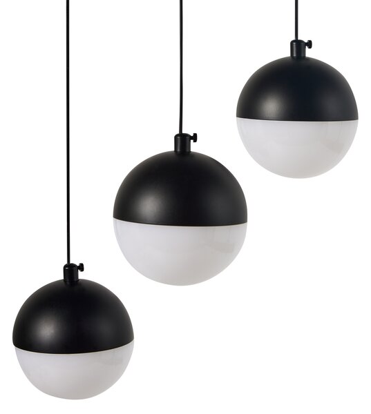 Závesná lampa čierna kov 3 LED svetlá okrúhle tienidlá moderný štýl osvetlenie obývačka jedáleň