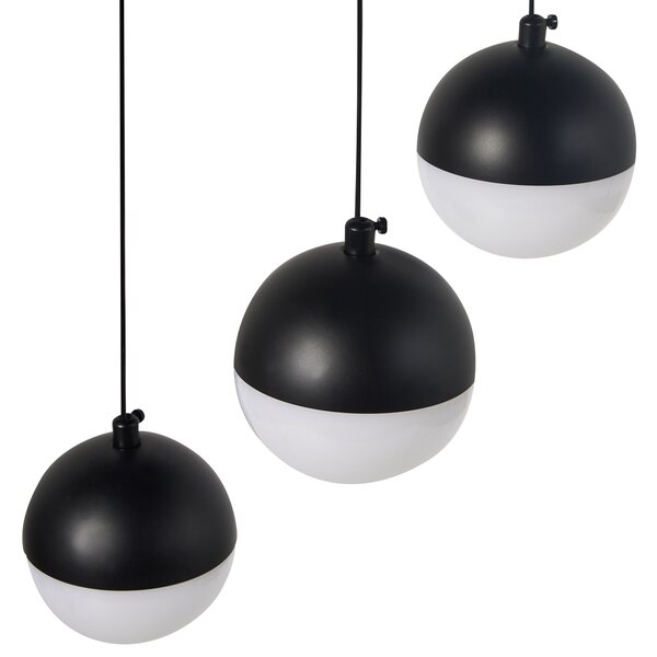 Závesná lampa čierna kov 3 LED svetlá okrúhle tienidlá moderný štýl osvetlenie obývačka jedáleň