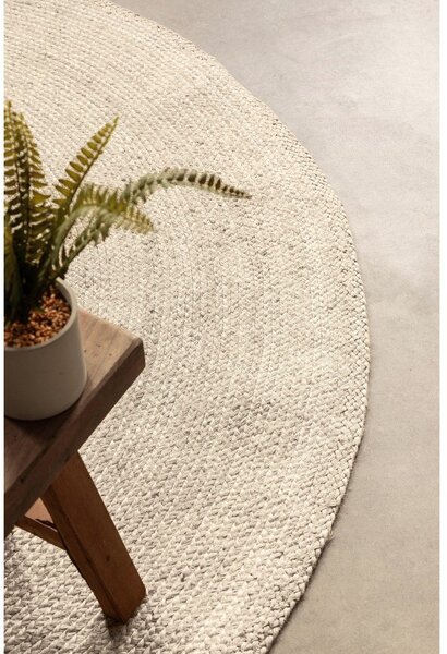 Krémovobiely obojstranný/ručne tkaný jutový okrúhly koberec ø 100 cm Braided – Hanse Home