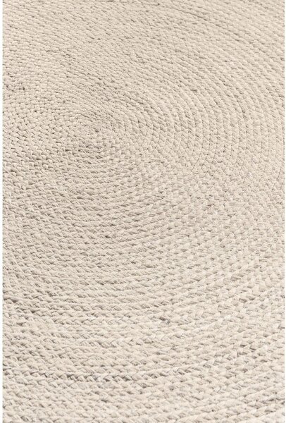 Krémovobiely obojstranný/ručne tkaný jutový okrúhly koberec ø 100 cm Braided – Hanse Home