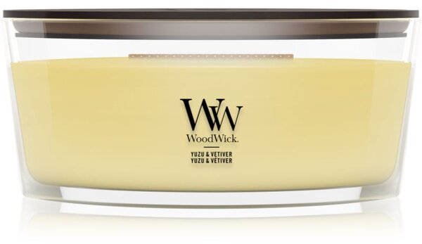 Woodwick Yuzu & Vetiver vonná sviečka s dreveným knotom 453.6 g