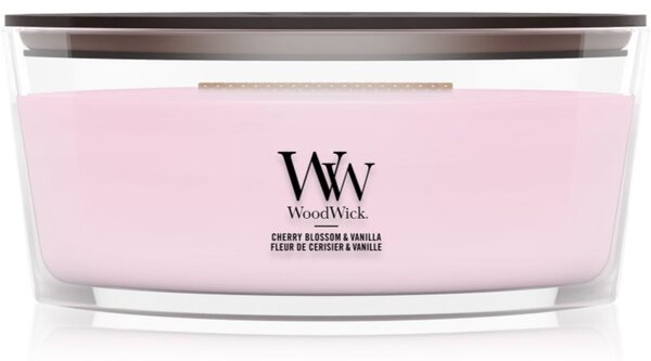 Woodwick Cherry Blossom & Vanilla vonná sviečka s dreveným knotom 453.6 g