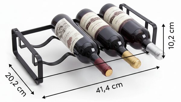 5Five® Stojan na fľaše vína alebo športové fľaše na pitie, čierny kov, stohovateľný STOK
