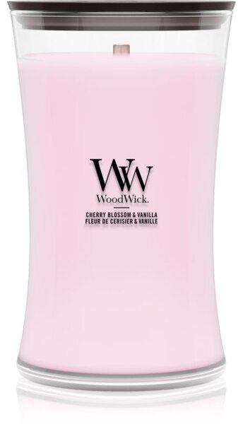 Woodwick Cherry Blossom & Vanilla vonná sviečka s dreveným knotom 610 g