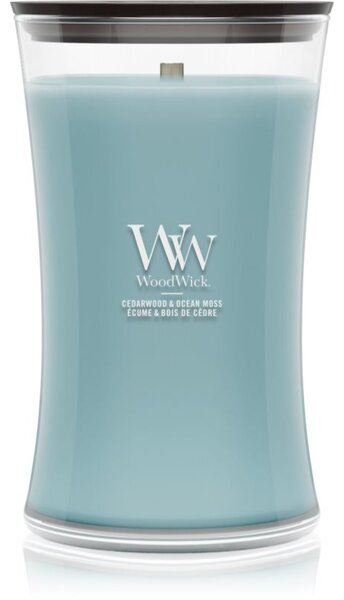 Woodwick Cedarwood & Ocean Moss vonná sviečka s dreveným knotom 610 g
