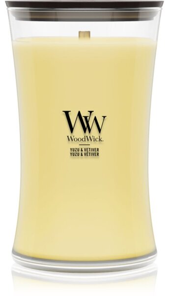 Woodwick Yuzu & Vetiver vonná sviečka s dreveným knotom 610 g