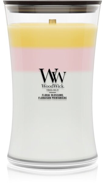 Woodwick Trilogy Floral Blossoms vonná sviečka s dreveným knotom 610 g
