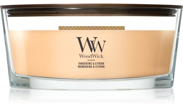 Woodwick Tangerine & Citron vonná sviečka s dreveným knotom 453.6 g