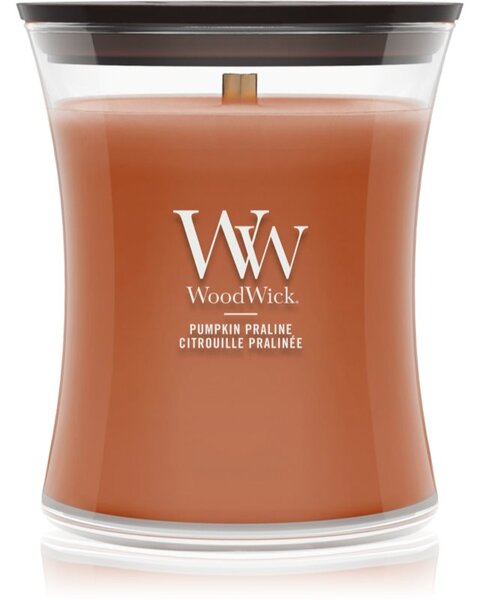 Woodwick Pumpkin Praline vonná sviečka s dreveným knotom 275 g