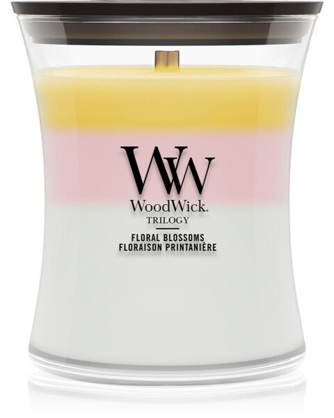 Woodwick Trilogy Floral Blossoms vonná sviečka s dreveným knotom 275 g