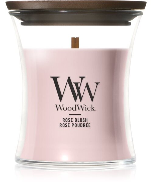 Woodwick Rose Blush vonná sviečka s dreveným knotom 85 g