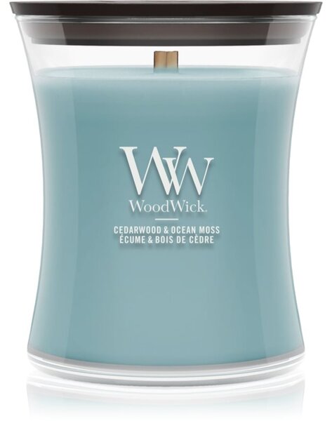 Woodwick Cedarwood & Ocean Moss vonná sviečka s dreveným knotom 275 g
