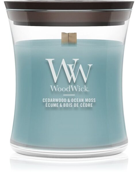 Woodwick Cedarwood & Ocean Moss vonná sviečka s dreveným knotom 85 g