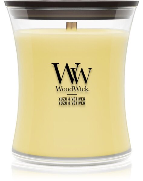 Woodwick Yuzu & Vetiver vonná sviečka s dreveným knotom 275 g