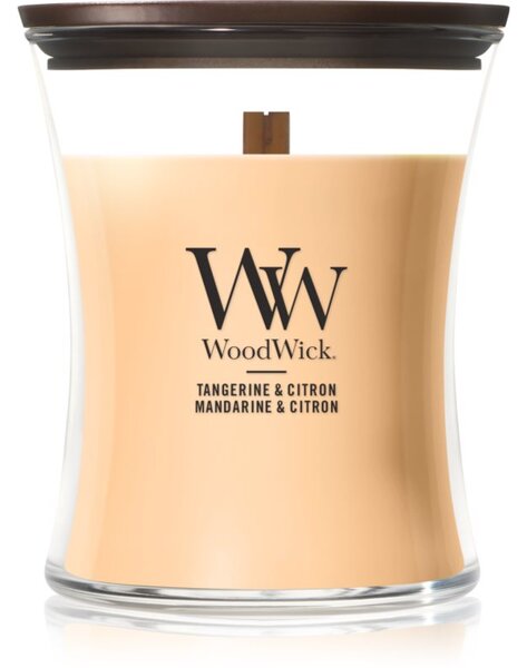 Woodwick Tangerine & Citron vonná sviečka s dreveným knotom 275 g