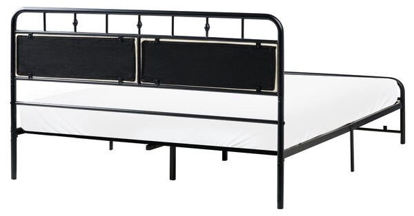 Kovová posteľ čierna železo 160 x 200 cm s lamelovým roštom moderný tradičný štýl spálňa