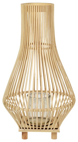 Lampáš svetlohnedý vŕbové drevo 58 cm so skleneným stojanom na sviečku boho štýl interiérový doplnok