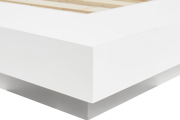 Posteľ v japonskom štýle biela 160 x 200 cm nízky drevený rám postele z MDF koženkové čelo nočné stolíky