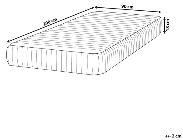 Vreckový pružinový matrac 90 x 200 cm s pamäťovou penou tvrdý prešívaný poťah moderný