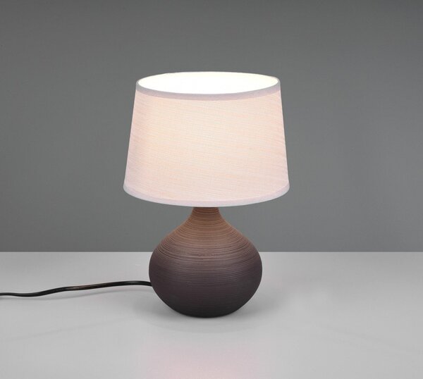 Tmavohnedá stolová lampa z keramiky a tkaniny Reality Martin, výška 29 cm